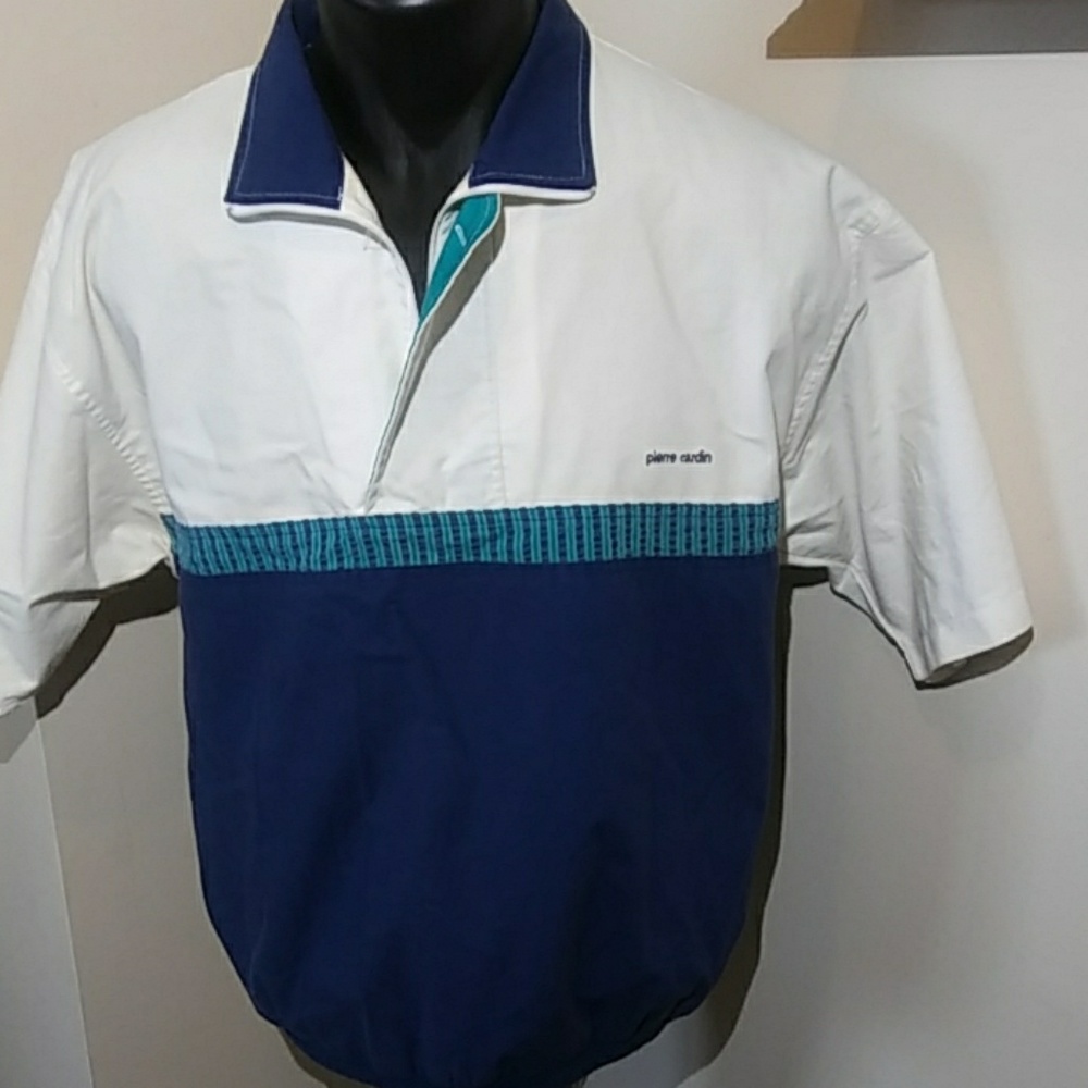 Pierre Cardin blue and white shirt with zipper